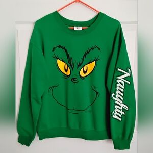 Green Grinch Sweatshirt with Naughty Sleeve